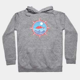 Yellowfin Tuna Leaping Over Waves Hoodie